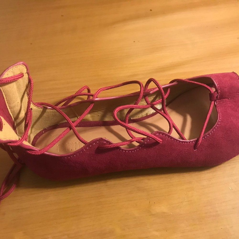 Bamboo Lace Up Open Toe Flats